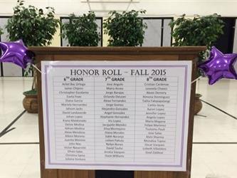 Honor Roll 2015 Plaque with the names of all the students who received the award.